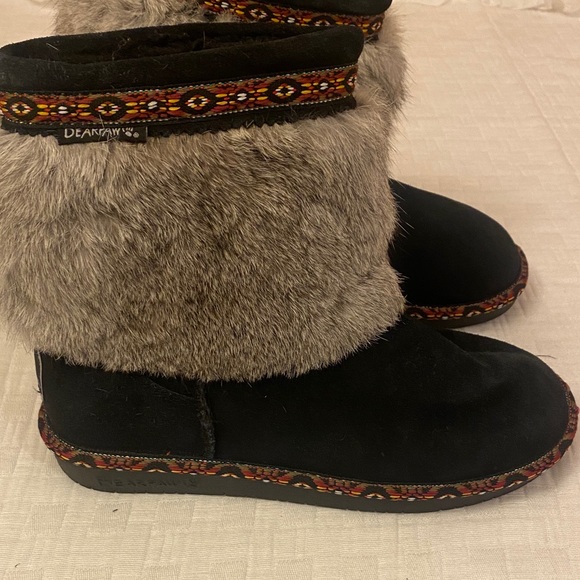 BearPaw Black and Gray Boots with Colorful Trim - Picture 2 of 9